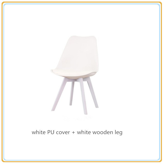 Modern Chairs with White PU Cover and White Wooden Legs