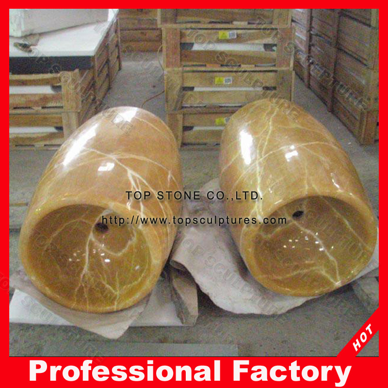 Yellow Onyx Free Standing Bathroom Stone Sinks