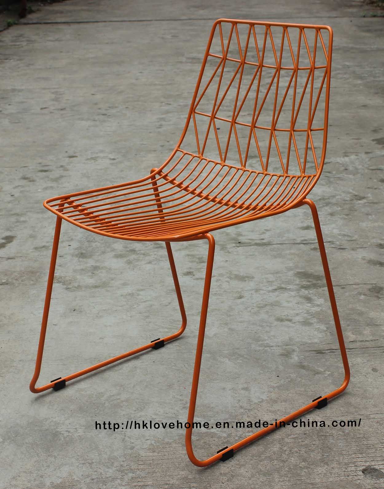 Metal Garden Leisure Stackable Side Wire Dining Restaurant Chairs