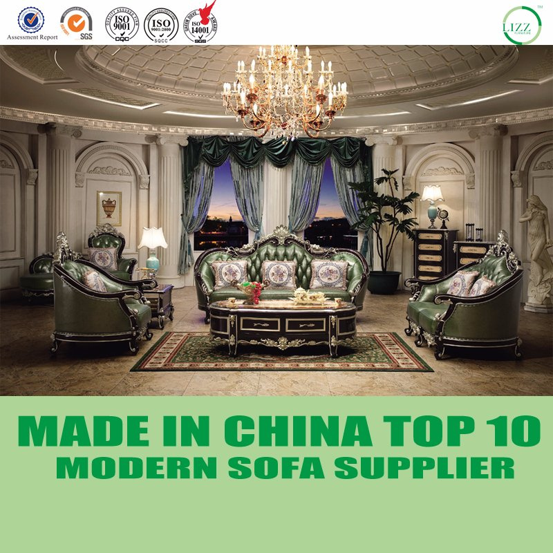 Luxury European Living Room Furniture Leather Chesterfield Sofa