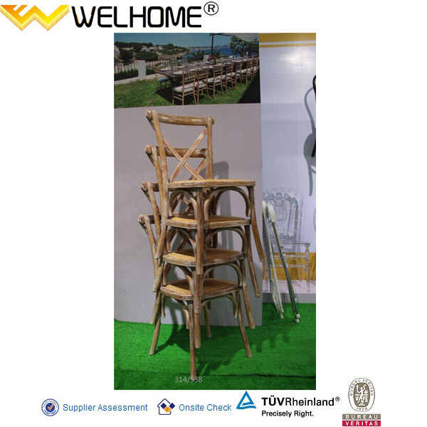 Hot Sale Oak Wood Limewash Cross Back Chair for Wedding and Party