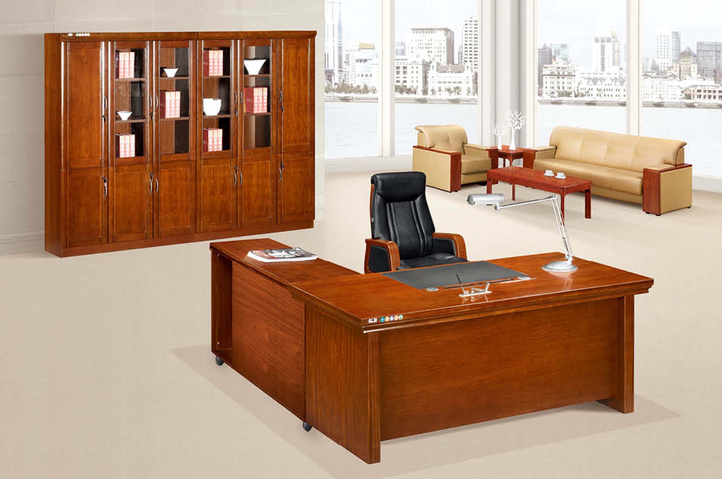 Chinese Antique Wooden Office Table and Chairs Set