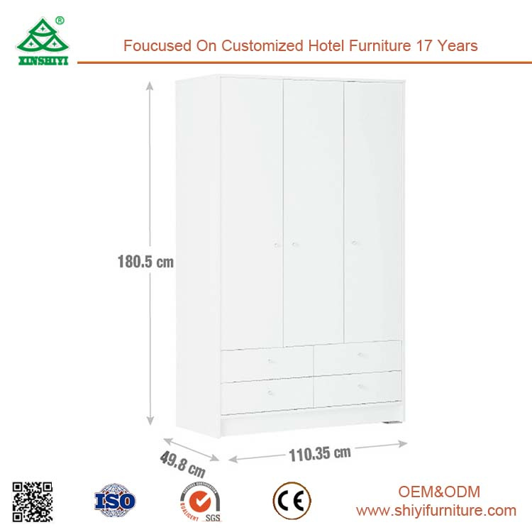 White Body Oak Modern Top Home Furniture Three Wardrobe