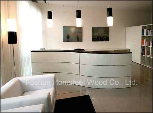 High Glossy Curved Shape Beauty Salon Reception Desk (HF-R012)