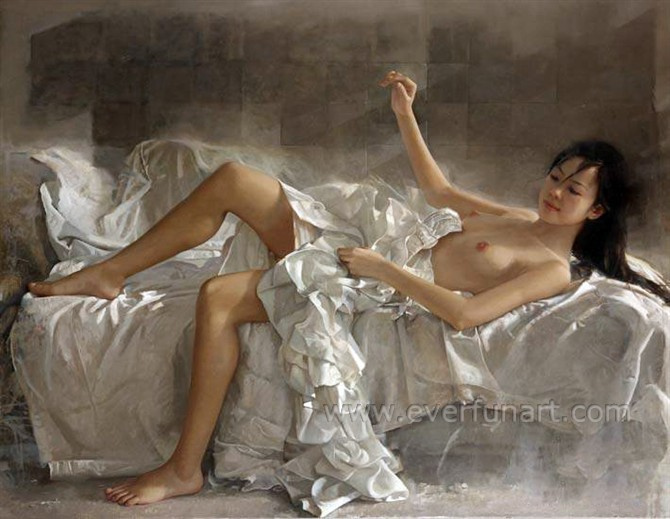Hand Painted Wall Decor Art Naked Girl Painting on Canvas