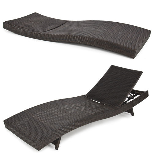 Outdoor Patio Furniture Wicker Rattan Adjustable Pool Chaise Lounge Chair