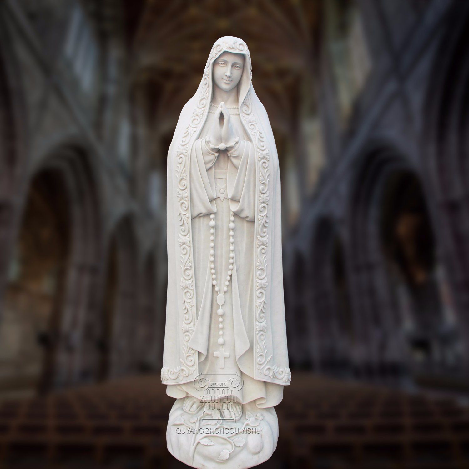 Religious Statue Sculpture, Marble Statue of St Mary and 3 Children