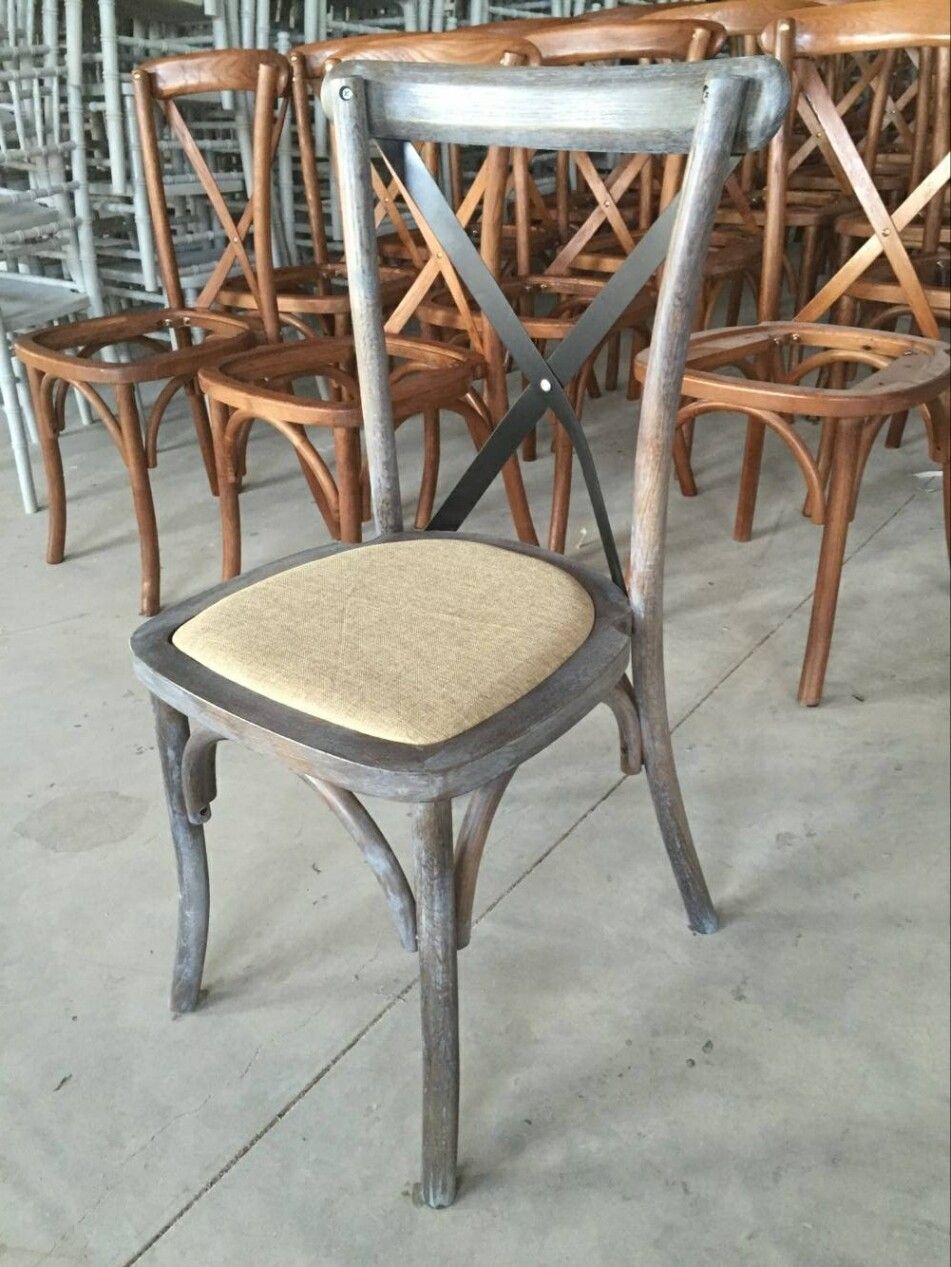 Vintage Oak Wood Cross Back Chairs for Wedding