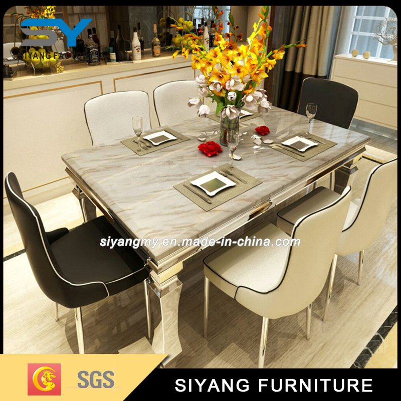 Stainless Steel Dining Table with Sofa Chair for Home Furniture