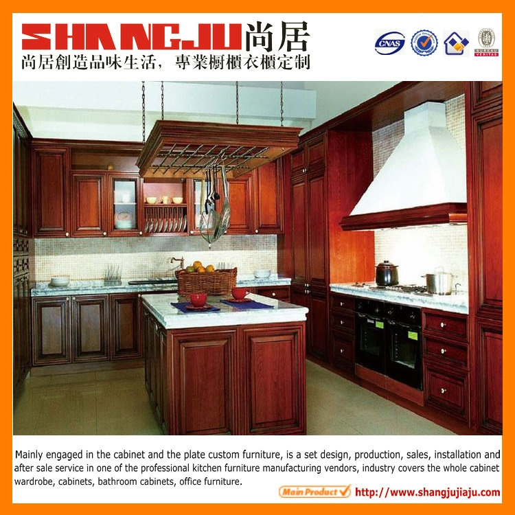 Solid Wood Kitchen Cabinet with Natural Quartz Stone Desktop