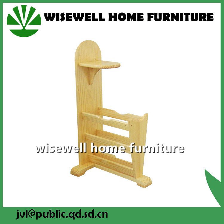 Solid Pine Wood Magazine Rack Side Table (W-MS-8023)