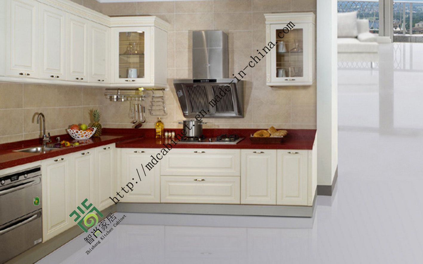Ivory PVC Kitchen Cabinet (zs-278)