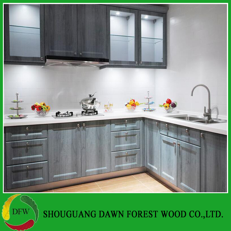Europe Simple Design Wood Grain Color Kitchen Cabinets