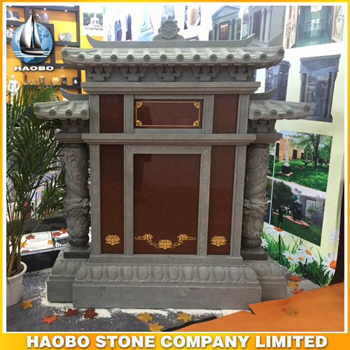 Asian Style Family Monument with Dragon Columns