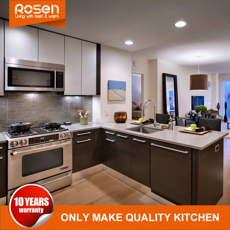 High Class Dark Walnut Wood Timber Veneer Kitchen Cabinet