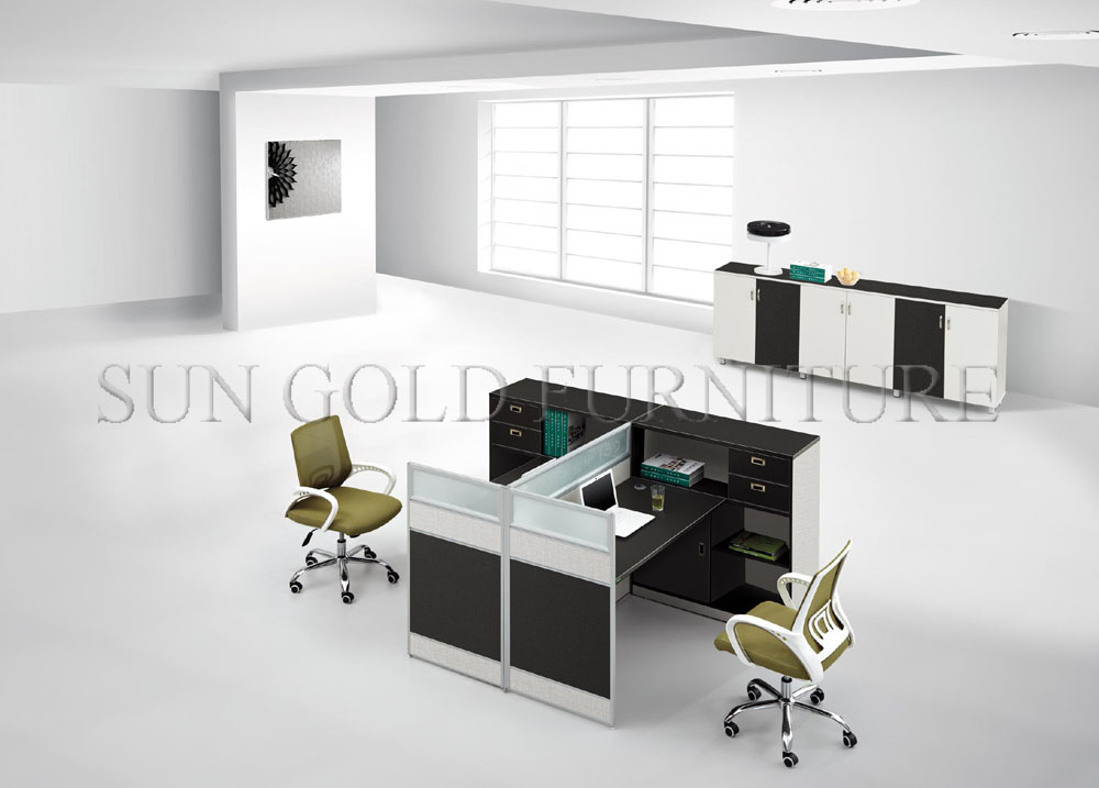 Black & White Workstation Wooden Office Cubicle Modern Furniture