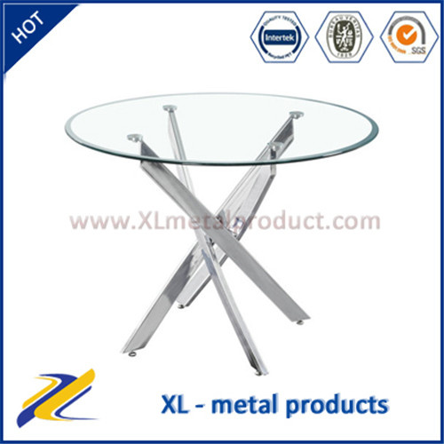 Round Glass Top Metal Base Dining Table
