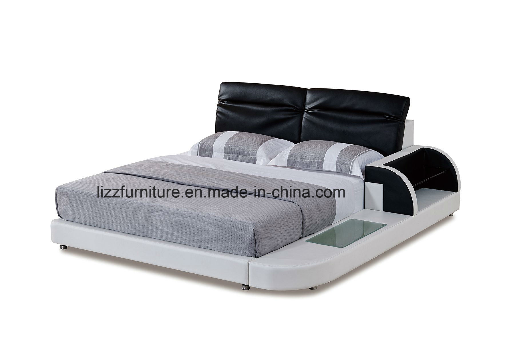 American Storage Furnishings Modern Soft Leather Bed with LED