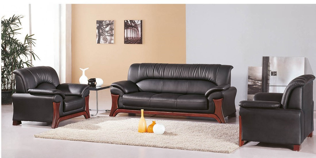 New Style Ergonomic Reception Area Seating Solid Wood Legs Sofa