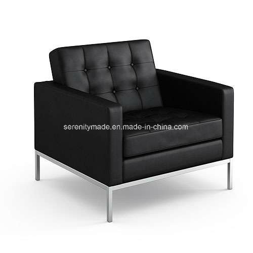 Florence Knoll Lounge Genuine/PU Leather Chair with Stainless Steel Frame