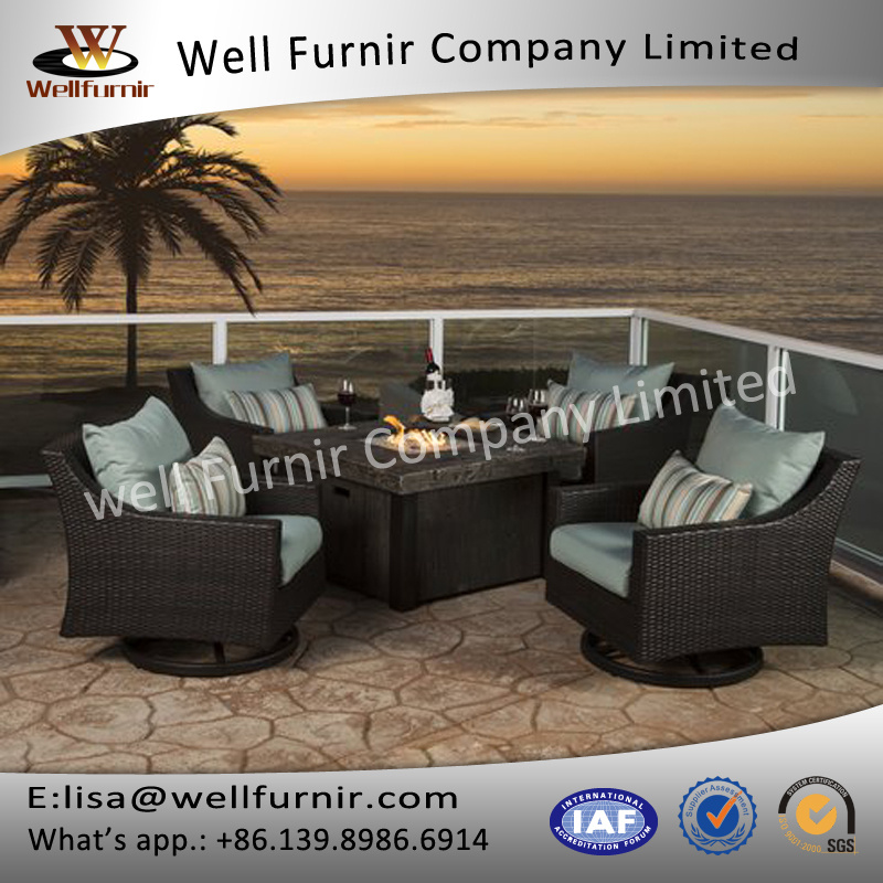 Well Furnir Rattan 5 Piece Deep Seating Group with Cushion WF-17003