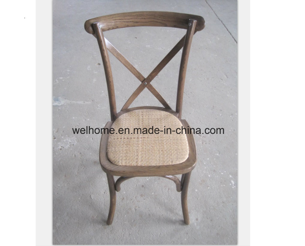 Rattan Seat Cross Back Chair, Oak Wood Cross Back Chair