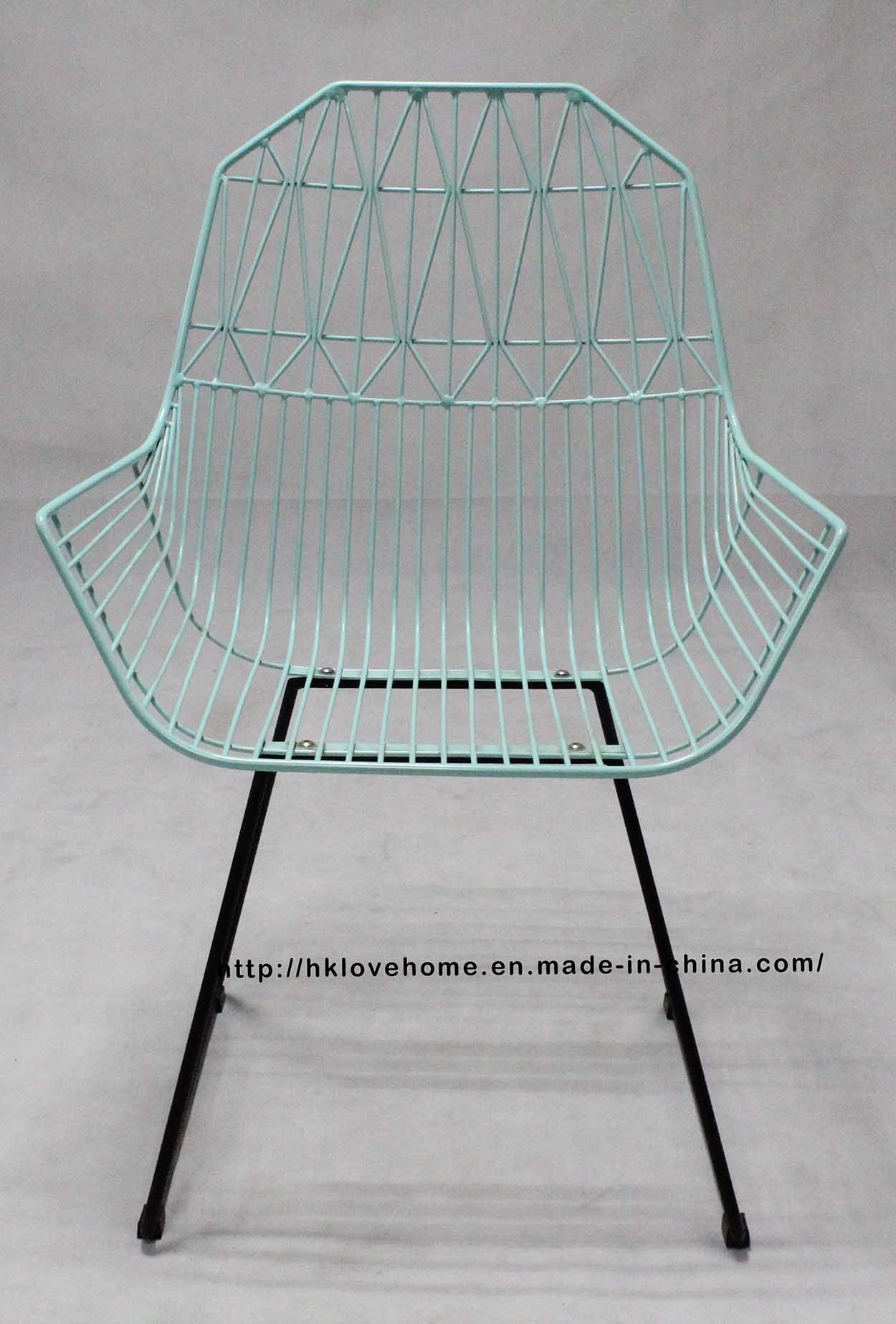 Modern Dining Restaurant Knock Down Furniture Metal Armchair Wire Chair