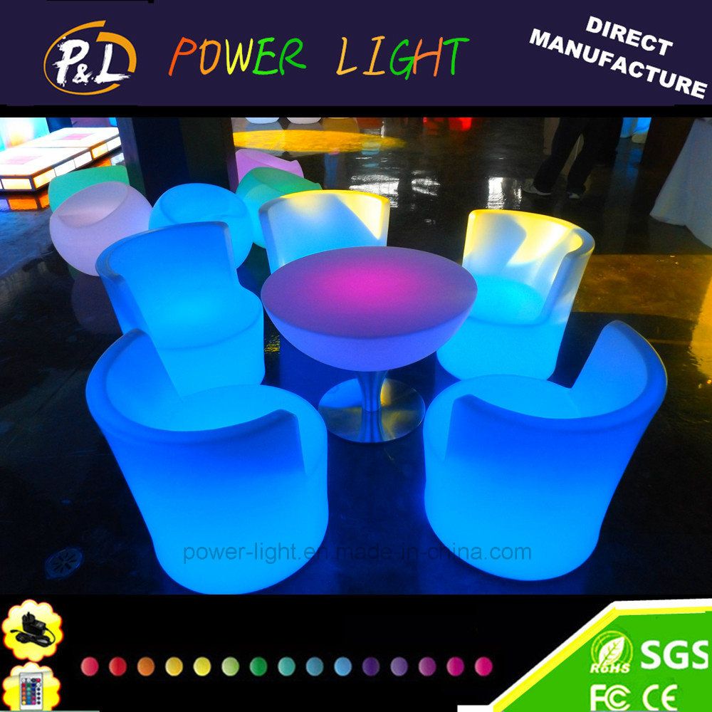 Garden Furniture Illuminated Plastic Round LED Coffee Table