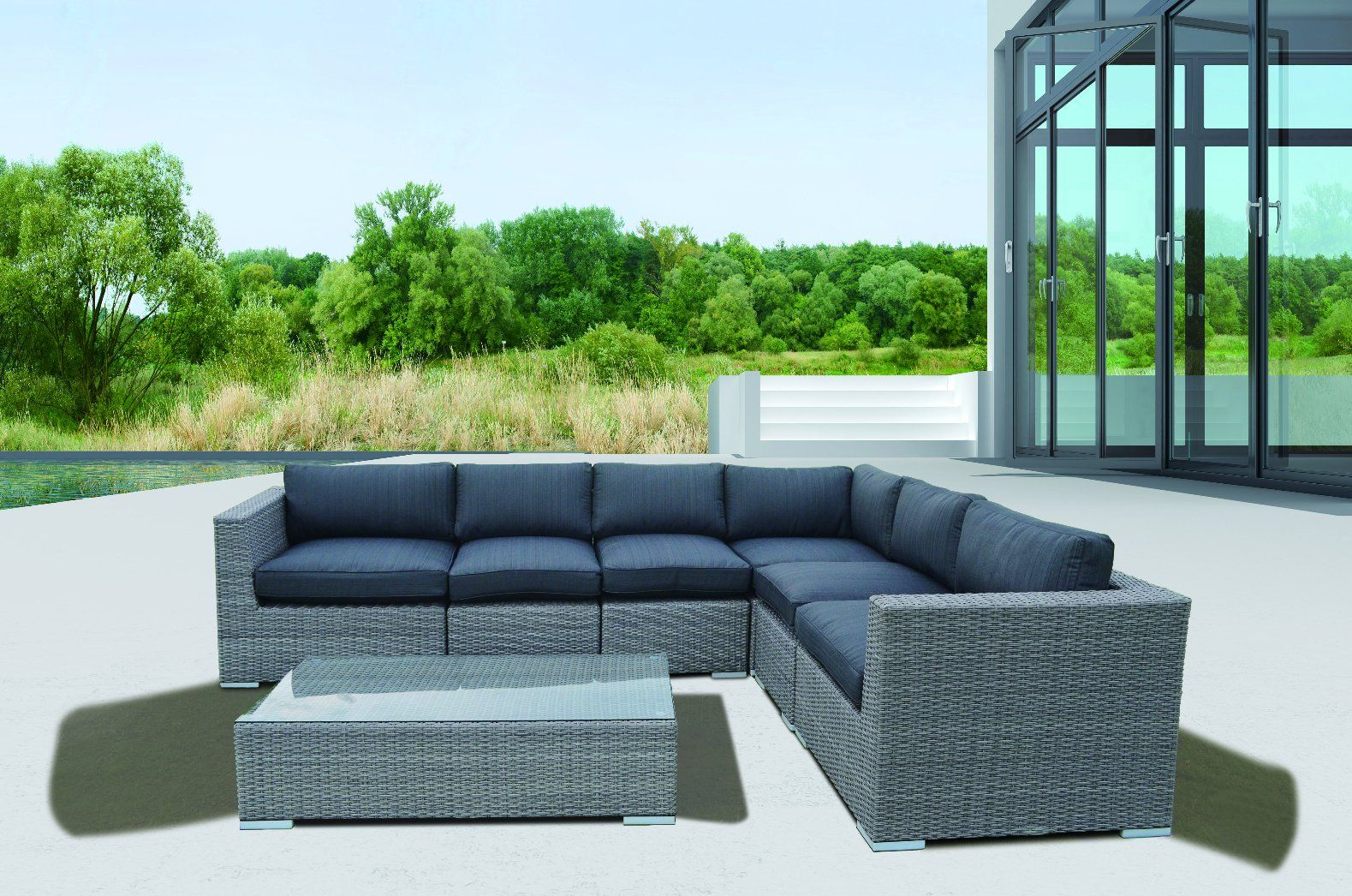 Patio Rattan Garden Wicker Hemingway Lounge Home Hotel Office Outdoor Sofa (J240)