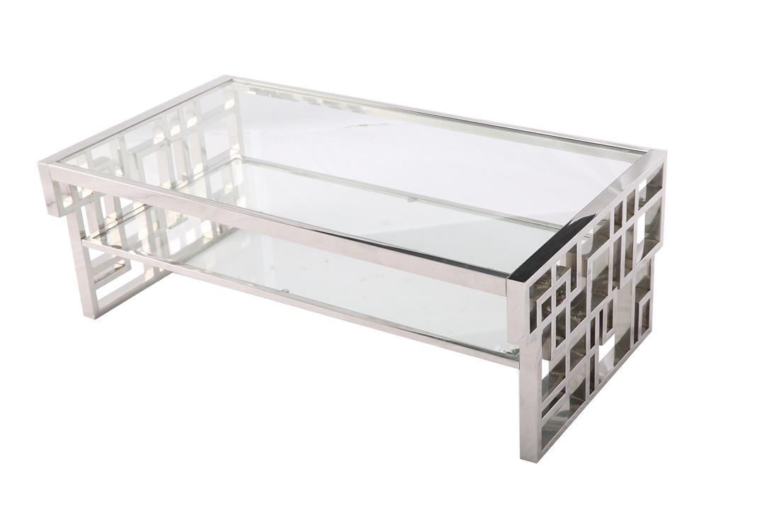 2017 Most Popular Ss Teapoy Tea Table with Tempered Glass