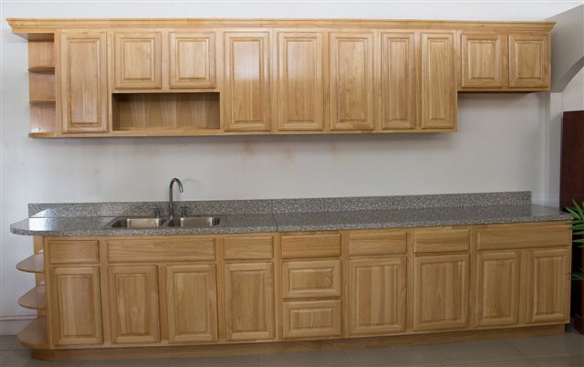 Solid Rubber Wood Kitchen Cabinet
