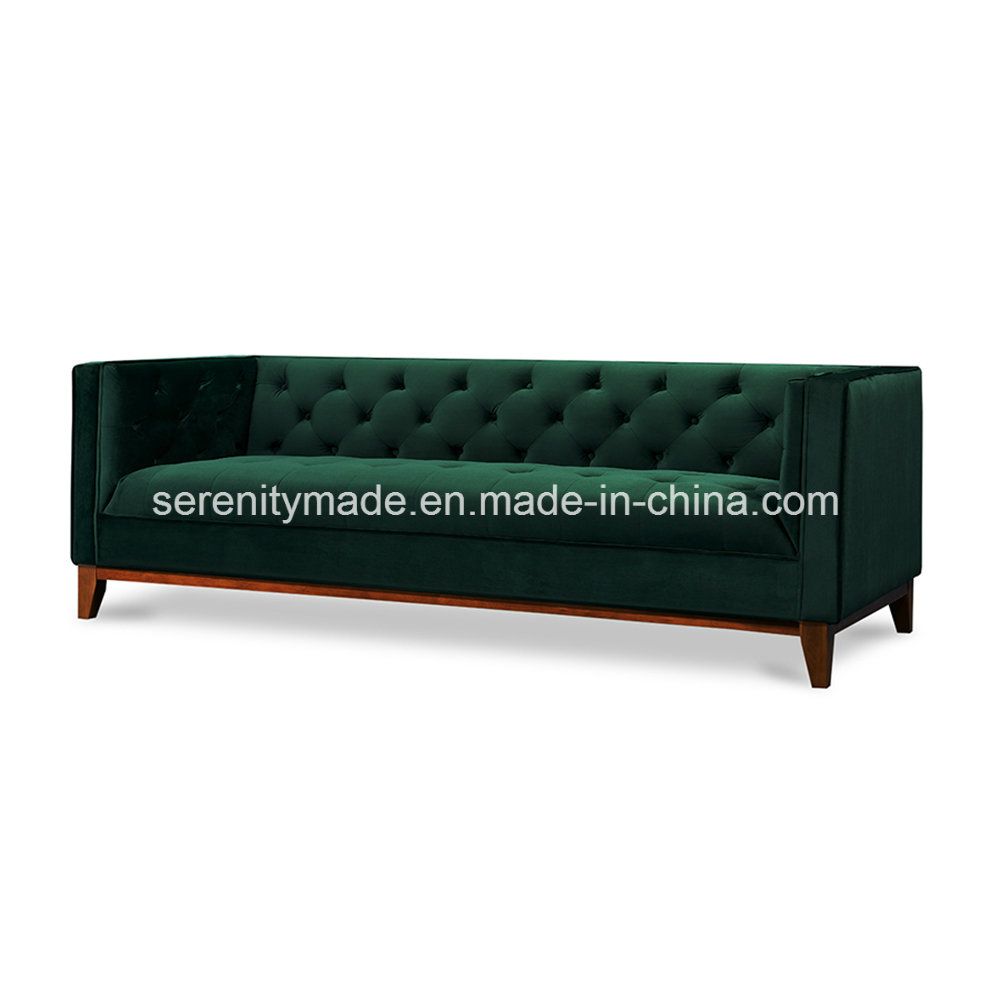 Italian Style Apartment Living Room 3 Seater Velvet Tufted Sofa