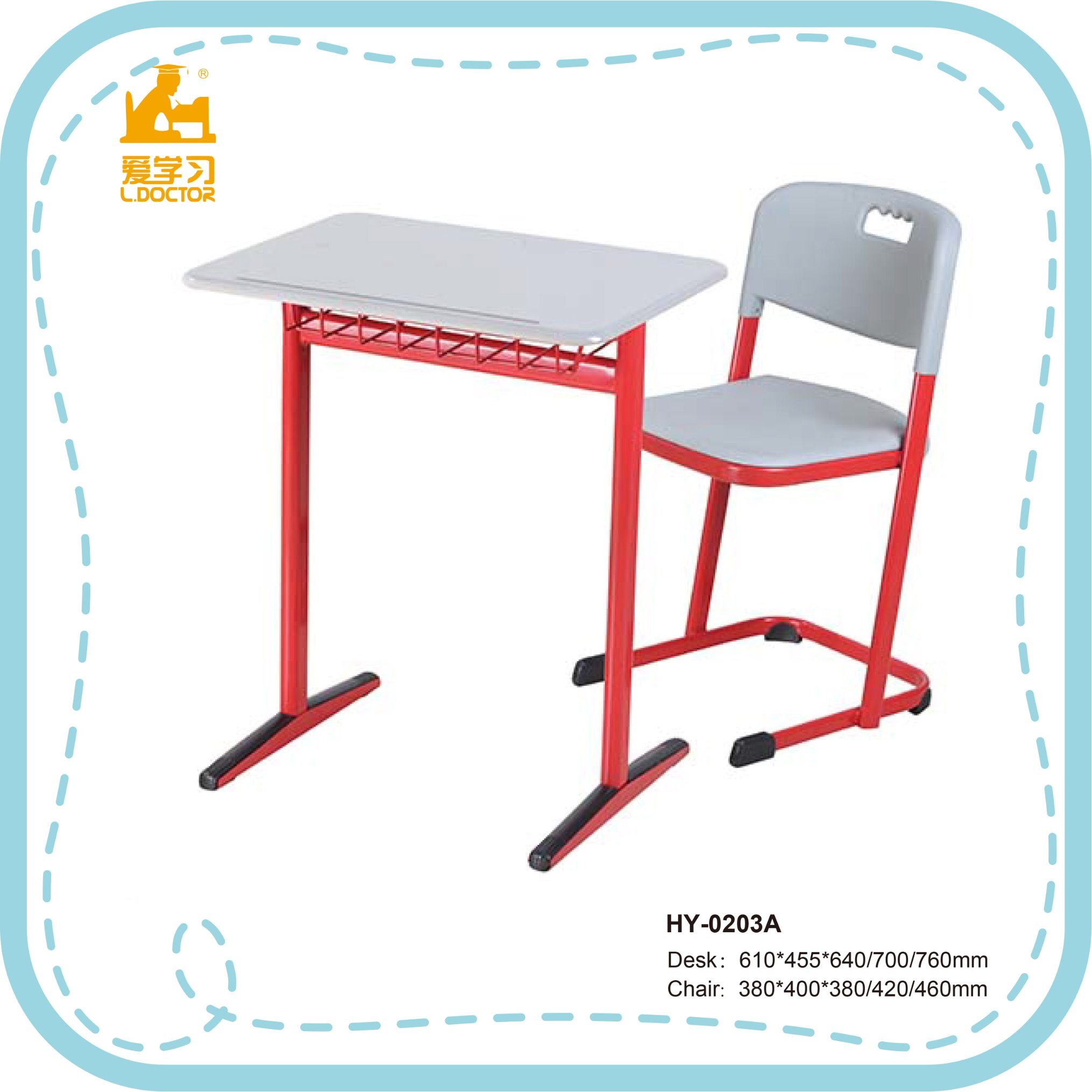 Single School Table with Plastic Chair Real Picture