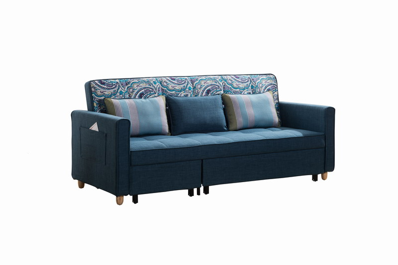 King Fabric Sofa Bed with Magazine Bag