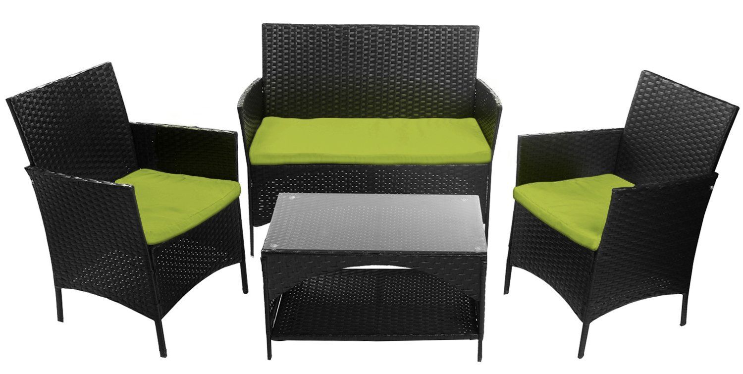 4 Piece Outdoor PE Rattan Wicker Sofa and Chairs Set