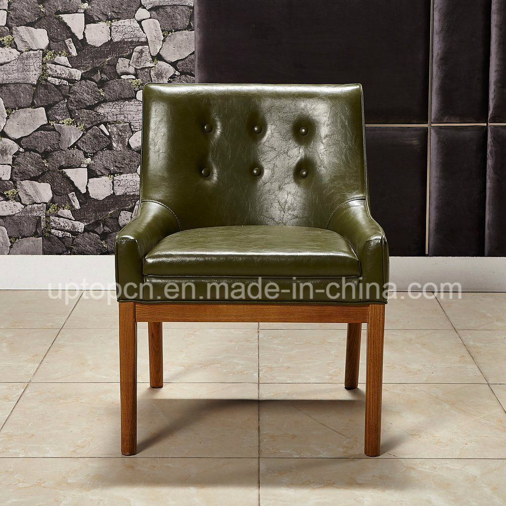 Square Leather Dining Chair with Wooden Leg for Dining Room (SP-HC066)