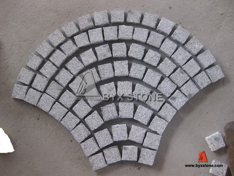 G603 Grey Granite Fan Shape Paving Cobblestone