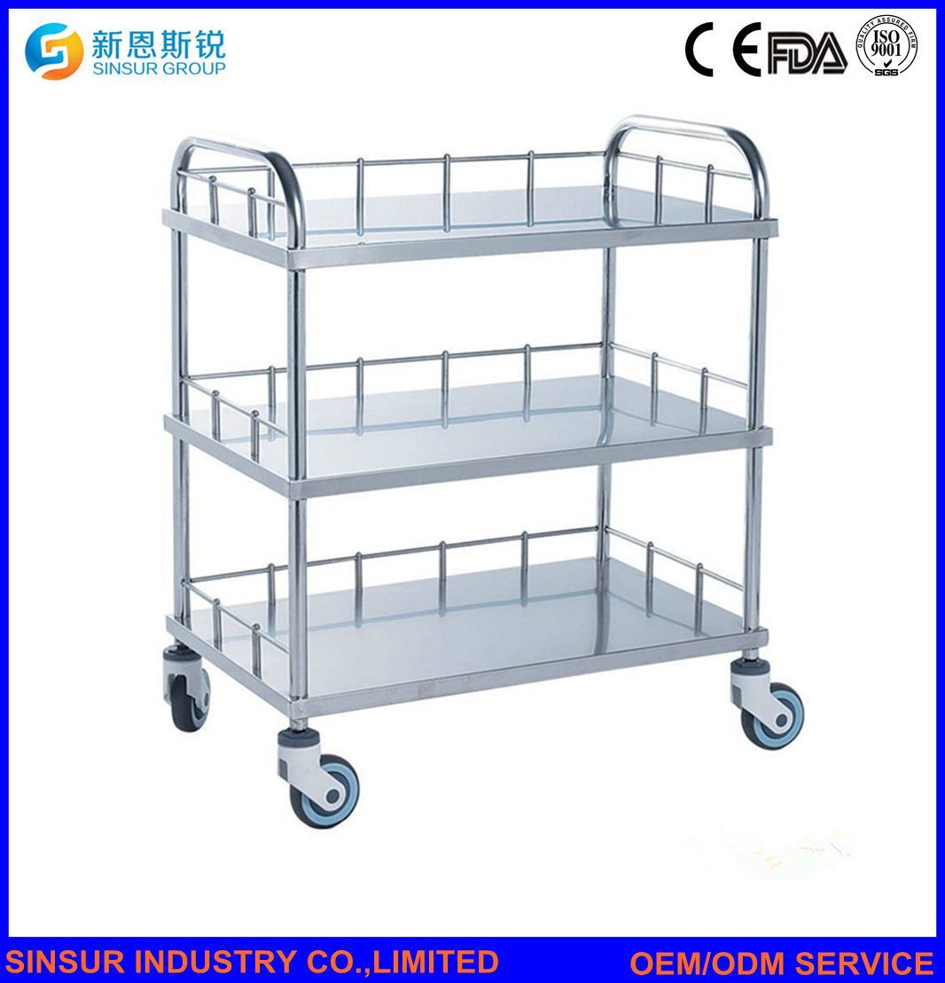 Hospital Equipment Stainless Steel Emergency Medical Appliance Trolley