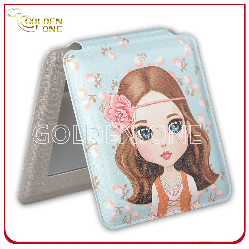 Custom Design Digital Printed PU Leather Makeup Mirror