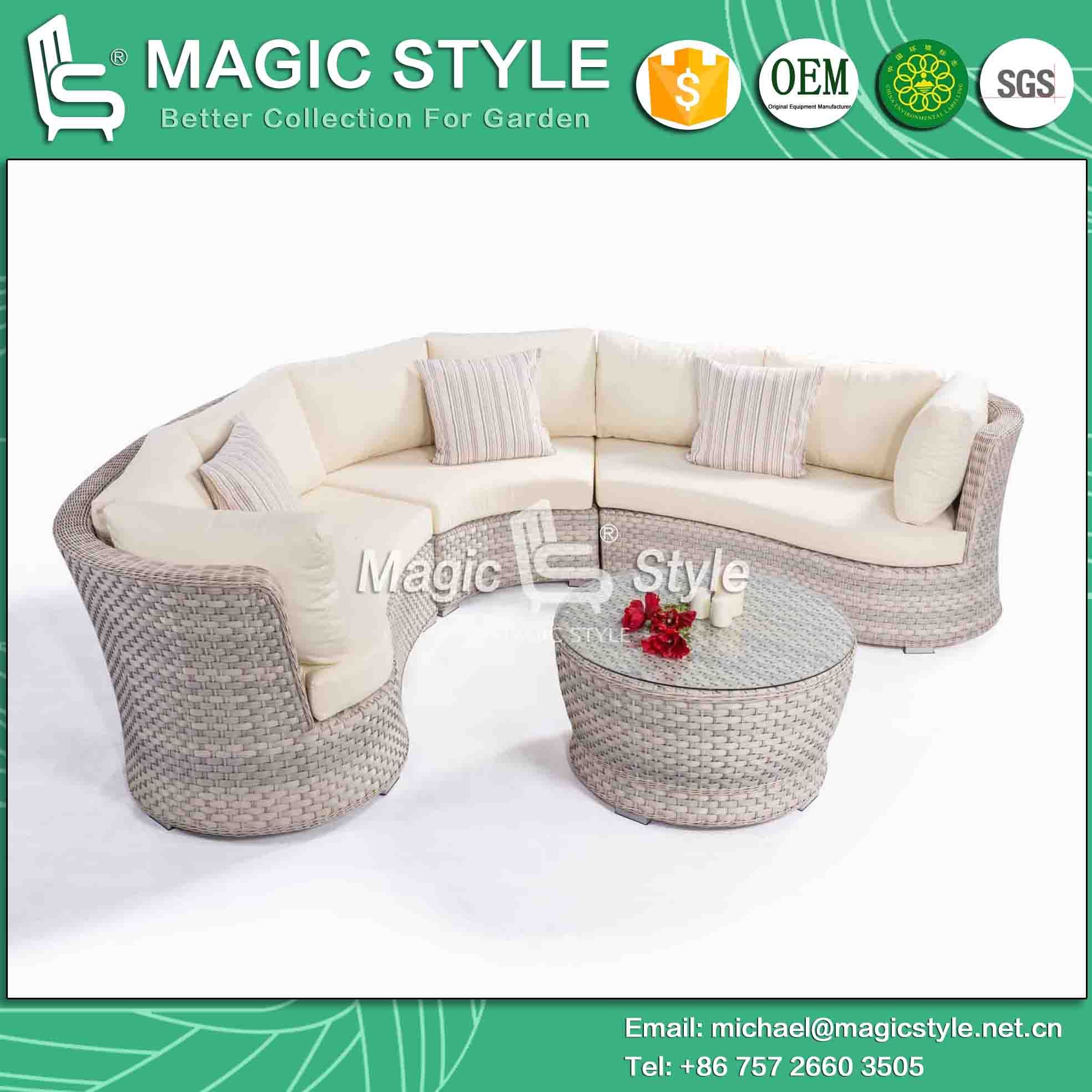 Garden Combination Sofa with Cushions and Pillows Outdoor Wicker Sofa Rattan Leisure Sofa Patio Furniture