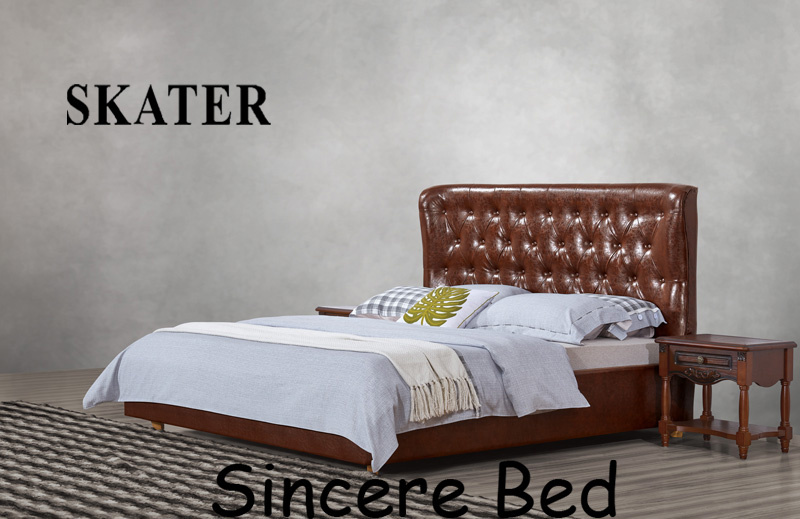 B003 American Style Bedroom Leather Bed