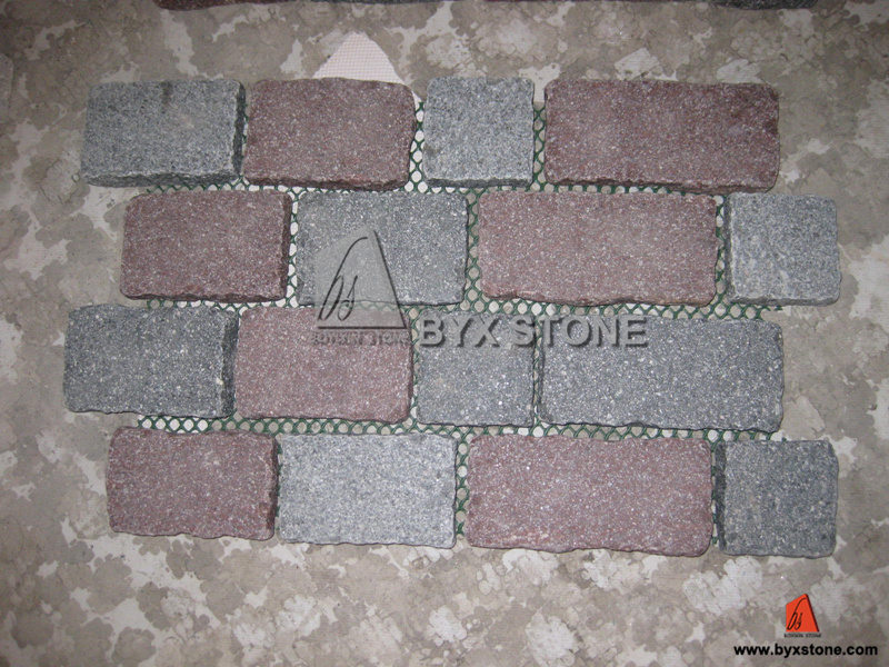 Green & Red Porphyry Cobblestone for Garden Paving