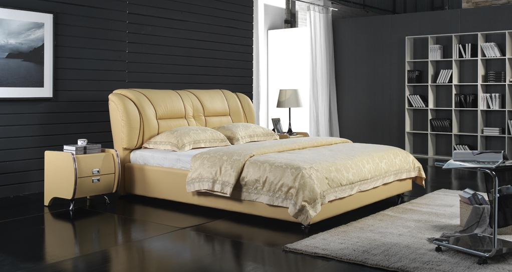 High Quality Bedroom Sets Luxury Leather Bed (6027)