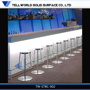Modern Design LED L-Shape Solid Surface High Gloss Bar Counter