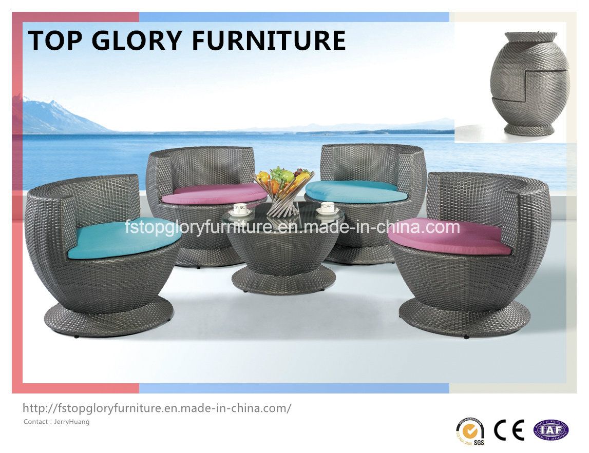 Aluminum Ootdoor Rattan Sofa Vase Set (TGBS-003)