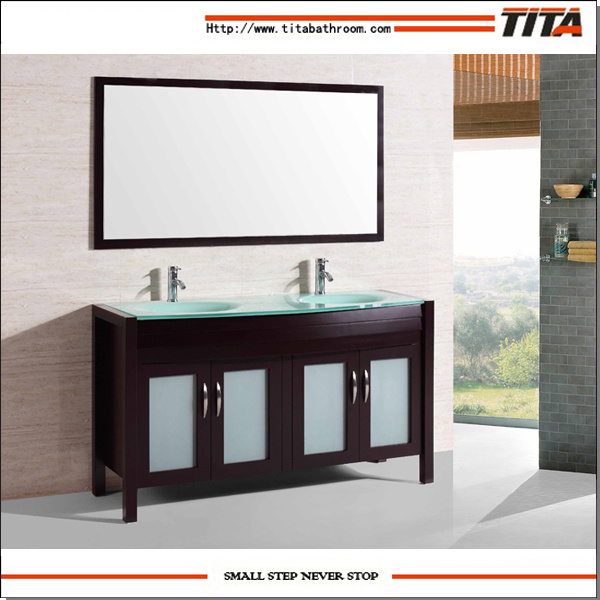 2016 Double Sink Solid Wood Floorstanding Bathroom Vanity T9132
