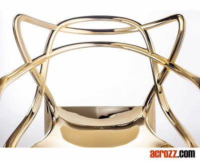China Replica Modern Designer Stack Plastic Gold Chair