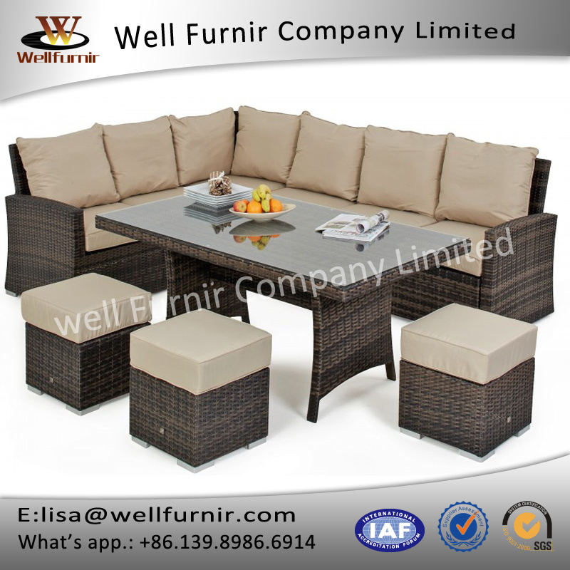 Well Furnir T-001 Waterproof Rattan Dining Sofa