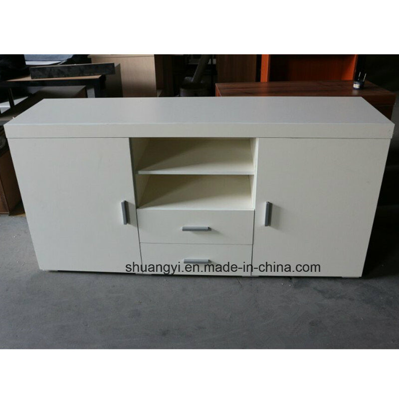Two Door Two Drawer Two Open Shelves Wooden TV Cabinet