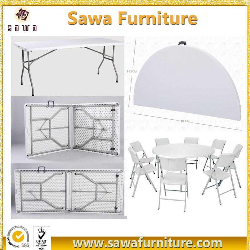 Cheap Fold-in-Half Round Table Plastic Folding Round Outdoor
